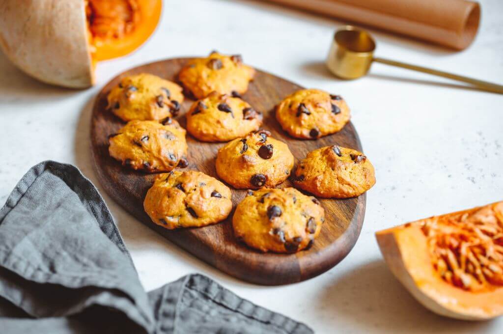 Galletas de calabaza y canela con chispas de chocolate